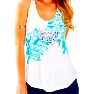 NWOT Lilly Pulitzer Cordelia Racerback Tee Top Follow Me To The Sea - L